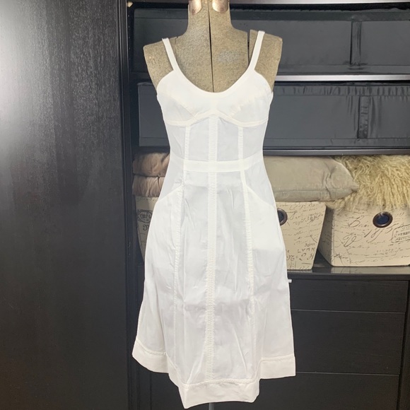 Theory White Linen Blend Sundress w/Pockets - Picture 7 of 8